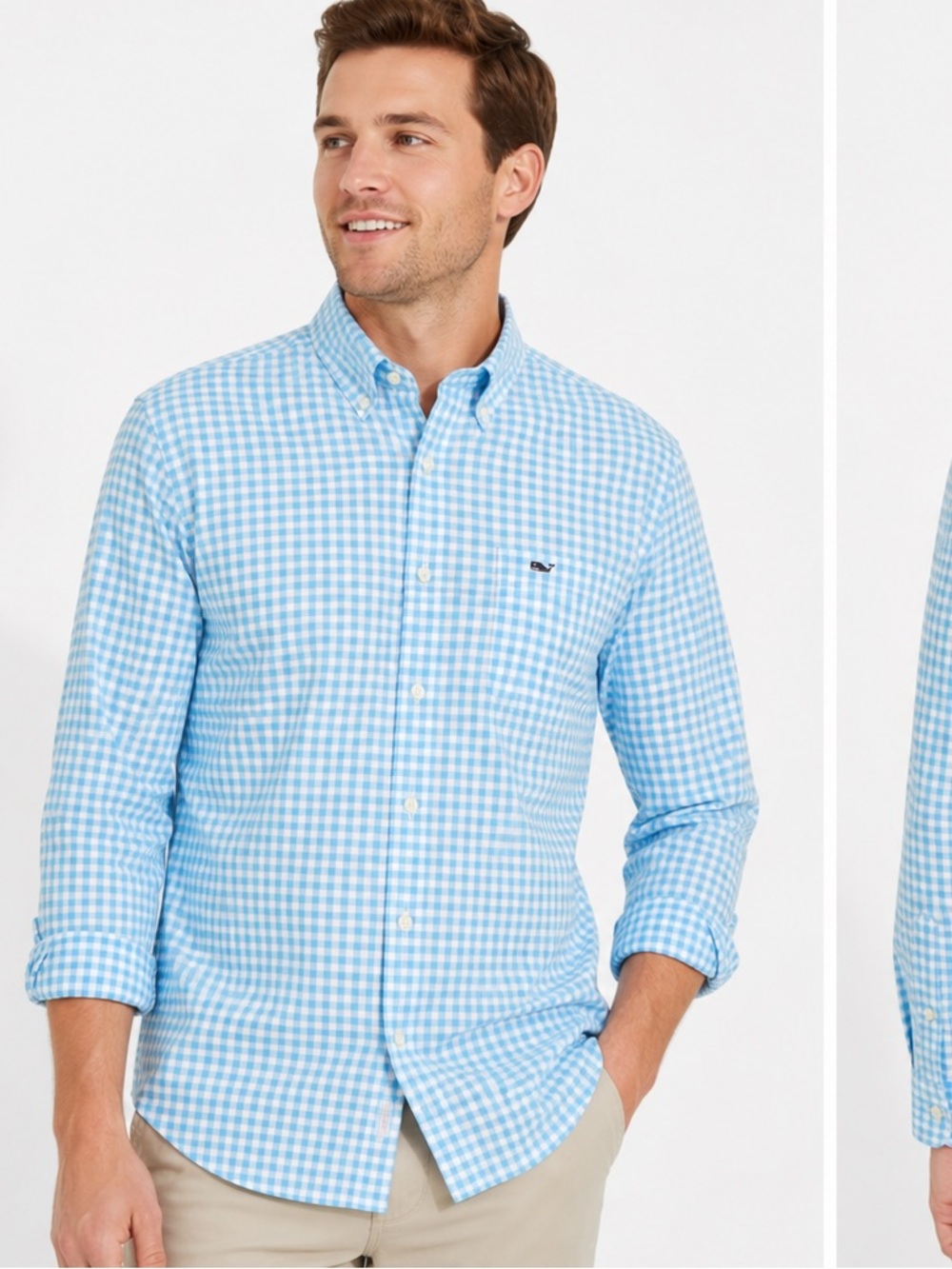 Vineyard Vines Light Blue Gingham Button-Down Shirt